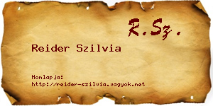 Reider Szilvia névjegykártya
